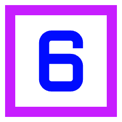 Number Six Square Icon from Sharp Neon Set