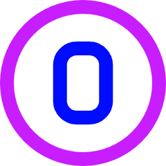 Number Zero Circle Icon from Sharp Neon Set