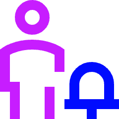 User Full Body Alert Bell Icon from Sharp Neon Set