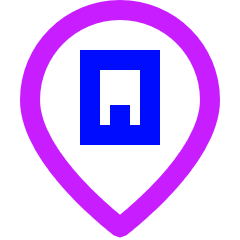 Location Company Building Pin Icon from Sharp Neon Set