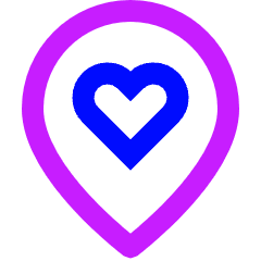 Location Heart Pin Icon from Sharp Neon Set