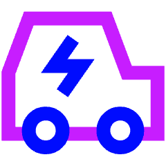 Electric Car Icon from Sharp Neon Set