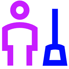 Cleaning Room Man Icon from Sharp Neon Set
