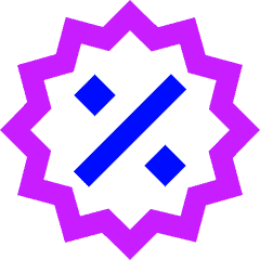 Discount Percent Badge Icon from Sharp Neon Set