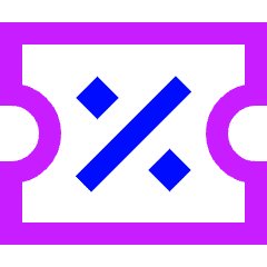 Discount Percent Coupon Icon from Sharp Neon Set