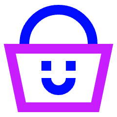 Shopping Basket Emoji Smile Icon from Sharp Neon Set