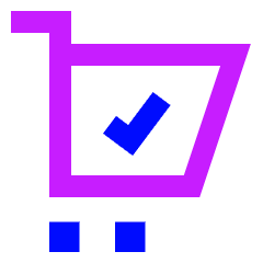 Shopping Cart Check Icon from Sharp Neon Set