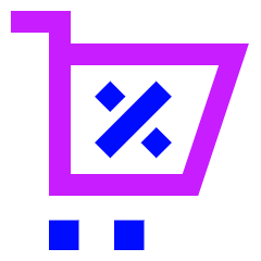 Shopping Cart Percent 1 Icon from Sharp Neon Set