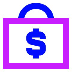Briefcase Dollar Icon from Sharp Neon Set