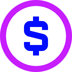 Dollar Coin Icon from Sharp Neon Set