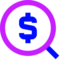 Search Dollar Icon from Sharp Neon Set