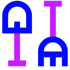 Shovel Rake Icon from Sharp Neon Set