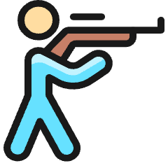Shooting Rifle Person Aim Icon from Ultimate Colors Set