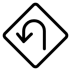 Road Sign Hairpin Turn Left Icon from Ultimate Light Set