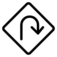 Road Sign Hairpin Turn Right Icon from Ultimate Light Set