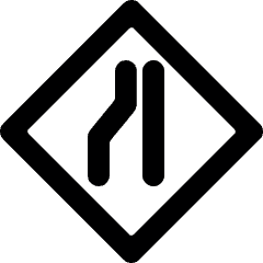 Road Sign Lane Narrowing Left Alternate Icon from Ultimate Bold Set