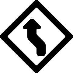 Road Sign Left Curve 1 Alternate Icon from Ultimate Bold Set