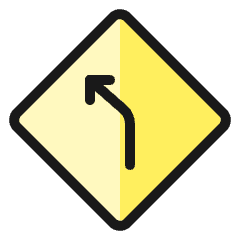 Road Sign Left Curve Ahead Icon from Ultimate Colors Set