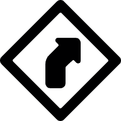 Road Sign Left Curve Alternate Icon from Ultimate Bold Set
