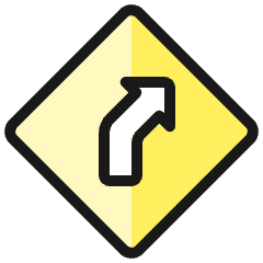 Road Sign Left Curve Icon from Ultimate Colors Set