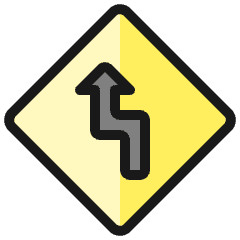 Road Sign Left Reverse Turn Ahead 1 Icon from Ultimate Colors Set