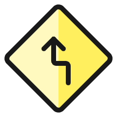 Road Sign Left Reverse Turn Ahead Icon from Ultimate Colors Set