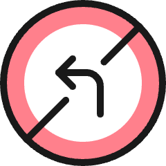 Road Sign No Left Turn Icon from Ultimate Colors Set