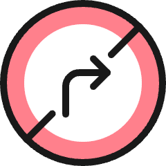 Road Sign No Right Turn Icon from Ultimate Colors Set