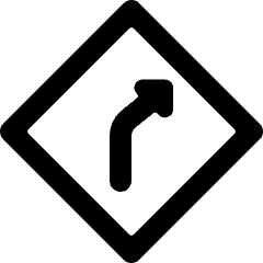 Road Sign Right Curve Ahead Alternate Icon from Ultimate Bold Set