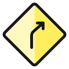 Road Sign Right Curve Ahead Icon from Ultimate Colors Set