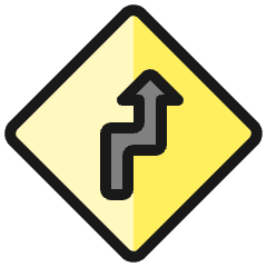 Road Sign Right Reverse Turn Ahead 1 Icon from Ultimate Colors Set