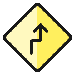 Road Sign Right Reverse Turn Ahead Icon from Ultimate Colors Set