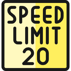 Road Sign Speed Limit 20 1 Icon from Ultimate Colors Set