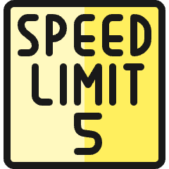 Road Sign Speed Limit 5 Icon from Ultimate Colors Set