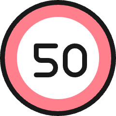 Road Sign Speed Limit 50 Icon from Ultimate Colors Set