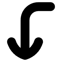 Line Arrow Bend Left Down Icon from Flex Solid Set