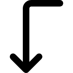 Line Arrow Bend Left Down Icon from Core Remix Set