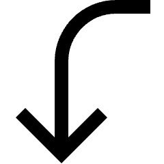 Line Arrow Curve Left Down Icon from Sharp Line Set