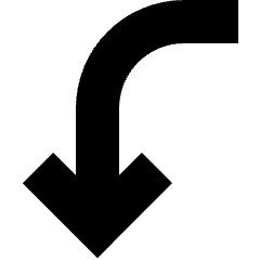 Line Arrow Curve Left Down Icon from Sharp Solid Set