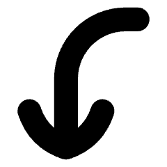 Line Arrow Curve Left Down Icon from Flex Solid Set