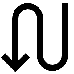 Line Arrow Curvy Down Left Icon from Sharp Line Set