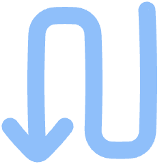 Line Arrow Curvy Down Left Icon from Plump Flat Set