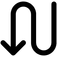 Line Arrow Curvy Down Left Icon from Core Remix Set