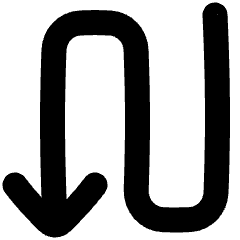 Line Arrow Curvy Down Left Icon from Plump Solid Set