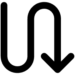 Line Arrow Curvy Down Right Icon from Core Remix Set