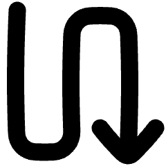 Line Arrow Curvy Down Right Icon from Plump Solid Set