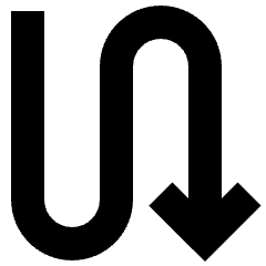 Line Arrow Curvy Down Right Icon from Sharp Solid Set