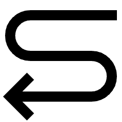 Line Arrow Curvy Left Down Icon from Sharp Line Set