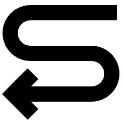 Line Arrow Curvy Left Down Icon from Sharp Solid Set