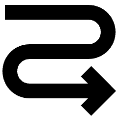 Line Arrow Curvy Right Down Icon from Sharp Solid Set